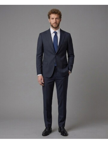 Navy Blue Notch Lapel Comfort Fit Suit