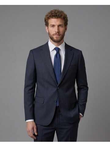 Navy Blue Notch Lapel Comfort Fit Suit