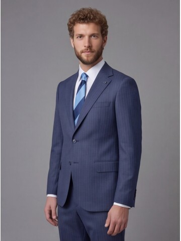 Navy Blue Notch Lapel Comfort Fit Suit