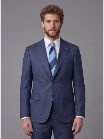 Navy Blue Notch Lapel Comfort Fit Suit
