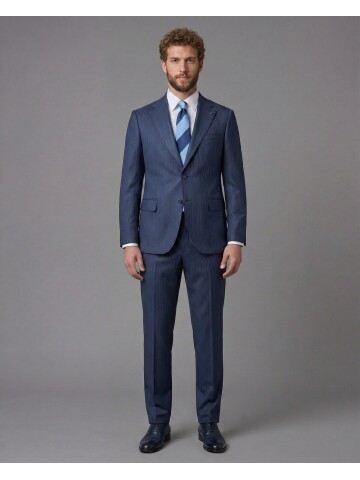 Navy Blue Notch Lapel Comfort Fit Suit