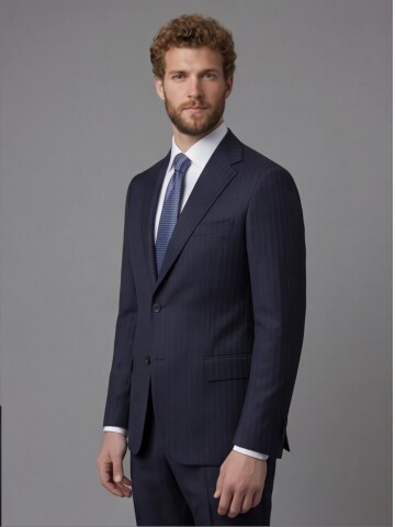 Navy Blue Notch Lapel Comfort Fit Suit