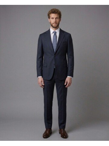 Navy Blue Notch Lapel Comfort Fit Suit