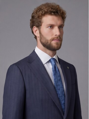 Navy Blue Notch Lapel Comfort Fit Suit