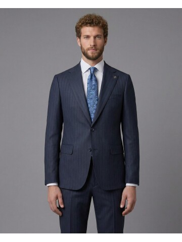 Navy Blue Notch Lapel Comfort Fit Suit