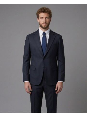 Navy Blue Notch Lapel Comfort Fit Suit