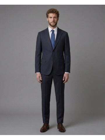 Navy Blue Notch Lapel Comfort Fit Suit