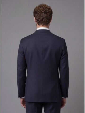 Navy Blue Notch Lapel Comfort Fit Suit