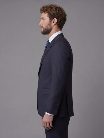 Navy Blue Notch Lapel Comfort Fit Suit
