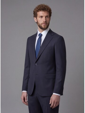 Navy Blue Notch Lapel Comfort Fit Suit