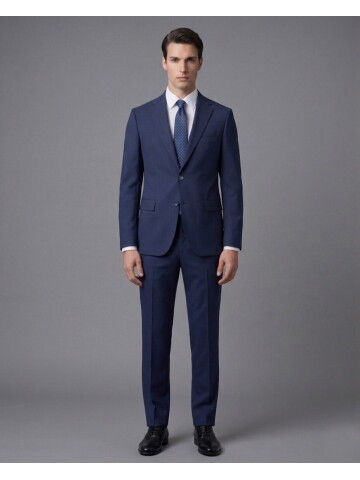 Navy Blue Notch Lapel Comfort Fit Performance Suit