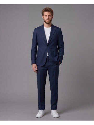 Lacivert Mono Yaka Slim Fit Torba Cep 2 Düğme Takım Elbise