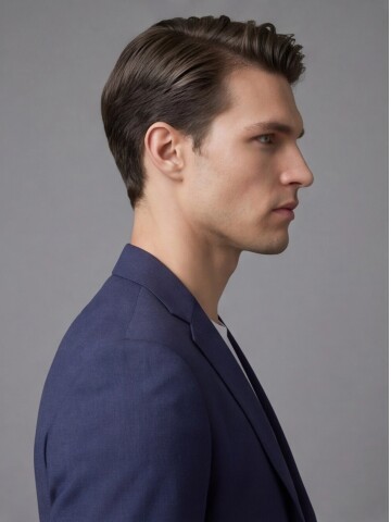 Navy Blue Notch Lapel Suit with Patch Pockets