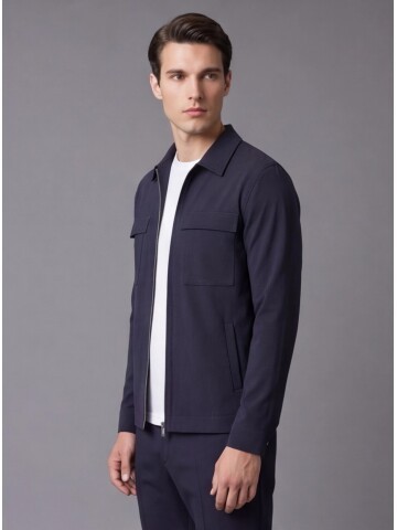 Lacivert Safari Cep Fermuarlı Spor Comfort Fit Takım