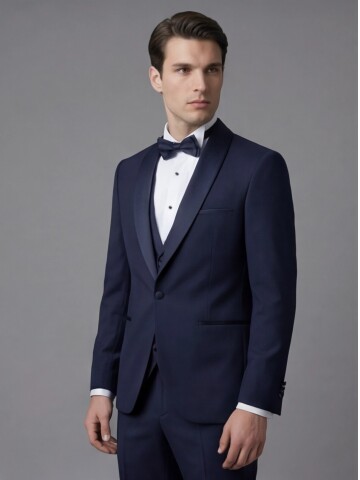 Navy Blue Three-Piece Tuxedo