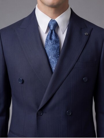 Navy Blue Peak Lapel Double-Breasted Suit