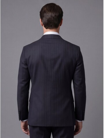 Mens Navy Blue Double-Breasted Suit