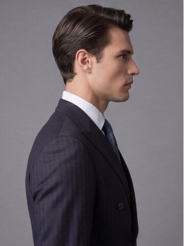 Mens Navy Blue Double-Breasted Suit