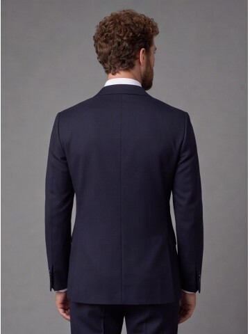 Navy Blue Peak Lapel Double Breasted Suit