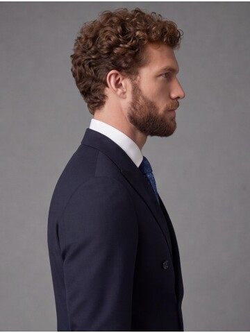 Navy Blue Peak Lapel Double Breasted Suit