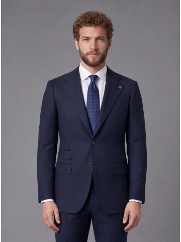 Navy Blue Slim Fit Notch Lapel 2-Button Suit