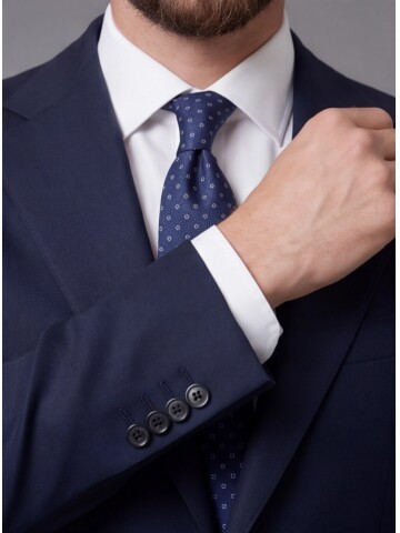 Navy Blue Slim Fit Notch Lapel 2-Button Suit