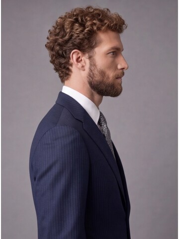 Navy Blue Slim Fit Mono Collar 2-Button Suit