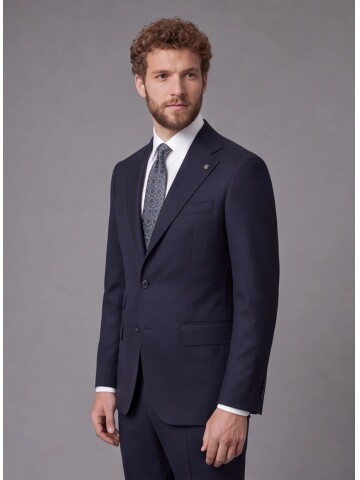 Navy Blue Slim Fit Mono Collar 2-Button Suit