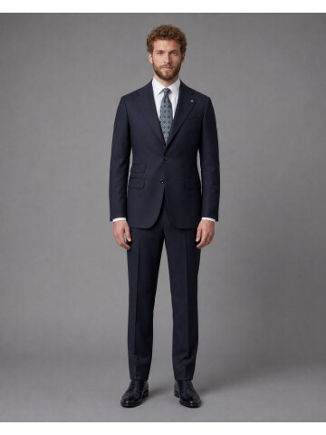 Navy Blue Slim Fit Mono Collar 2-Button Suit