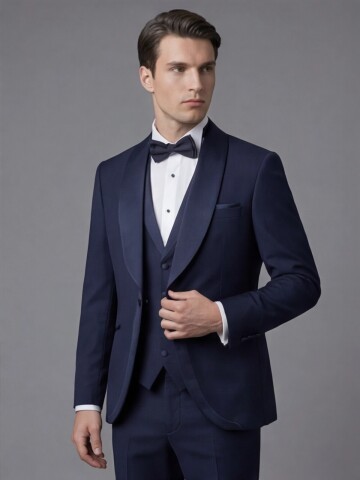 Navy Blue Three-Piece Tuxedo