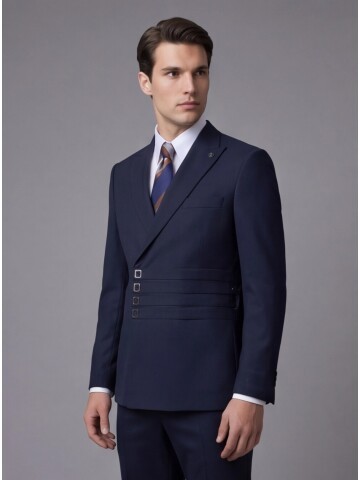 Laicvert Slim Fit Sivri Yaka Kruvaze Takım Elbise