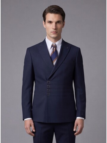 Laicvert Slim Fit Sivri Yaka Kruvaze Takım Elbise