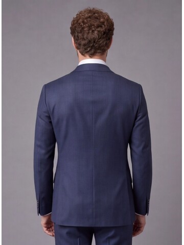 Blue Striped Slim Fit Mono Collar 2-Button Suit