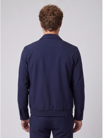 Mavi Gömlek Yaka Fermuarlı Spor Takım Elbise