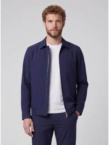 Mavi Gömlek Yaka Fermuarlı Spor Takım Elbise