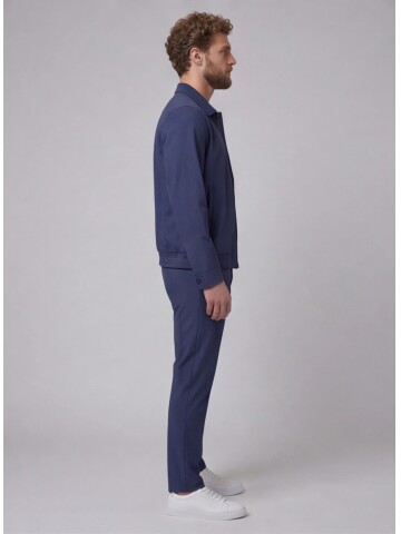 Mavi Gömlek Yaka Fermuarlı Spor Takım Elbise