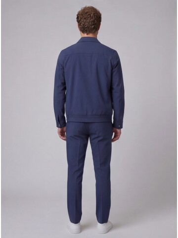 Mavi Gömlek Yaka Fermuarlı Spor Takım Elbise