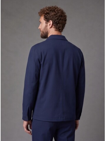 Blue Shirt Collar Sport Suit