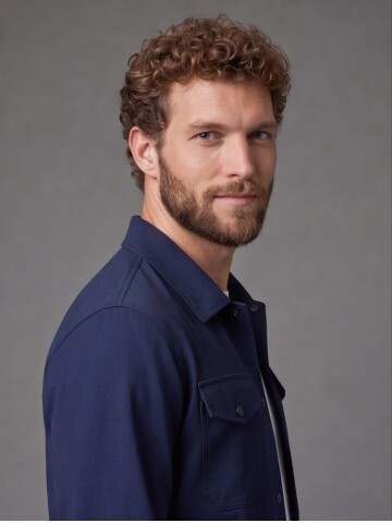 Blue Shirt Collar Sport Suit