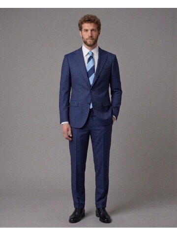 Blue Notch Lapel Comfort Fit Suit