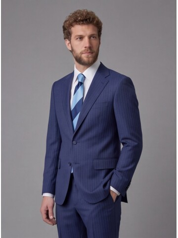 Blue Notch Lapel Comfort Fit Suit