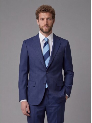 Blue Notch Lapel Comfort Fit Suit