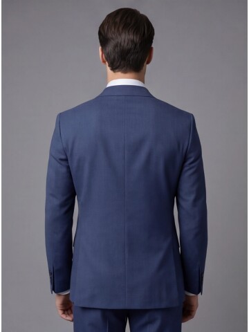 Mavi Mono Yaka İki Düğmeli Slim Fit Takım Elbise