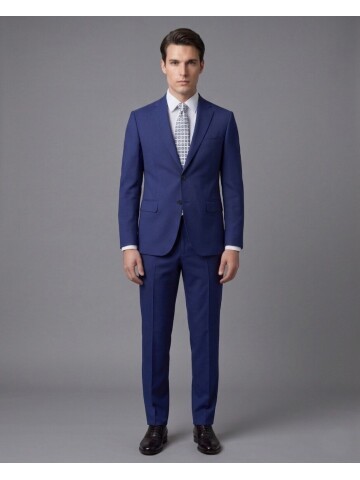 Blue Mono Notch Lapel Two Button Comfort Fit Suit