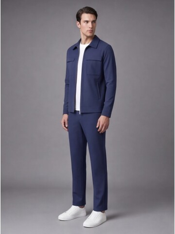 Mavi Safari Cep Fermuarlı Spor Comfort Fit Takım