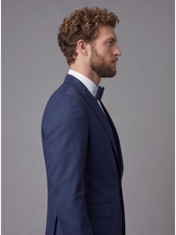 Navy Blue Peak Lapel Comfort Fit Single Button Tuxedo Jacket & Navy Blue Trousers Suit Combination