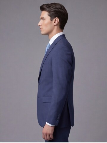 Mavi Sivri Yaka İki Düğmeli Slim Fit Takım Elbise