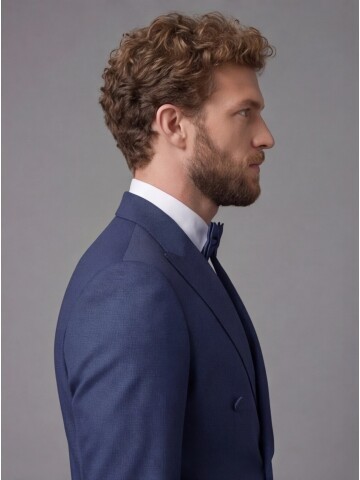 Blue Peak Lapel Double-Breasted Blazer & Navy Blue Trousers Combination Suit