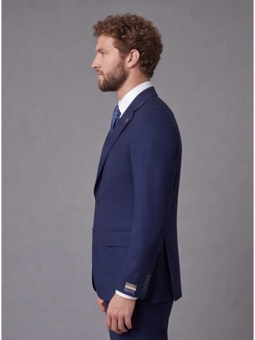 Blue Slim Fit Notch Lapel 2-Button Suit
