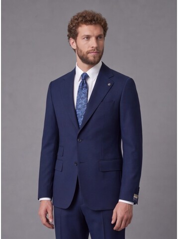 Blue Slim Fit Notch Lapel 2-Button Suit